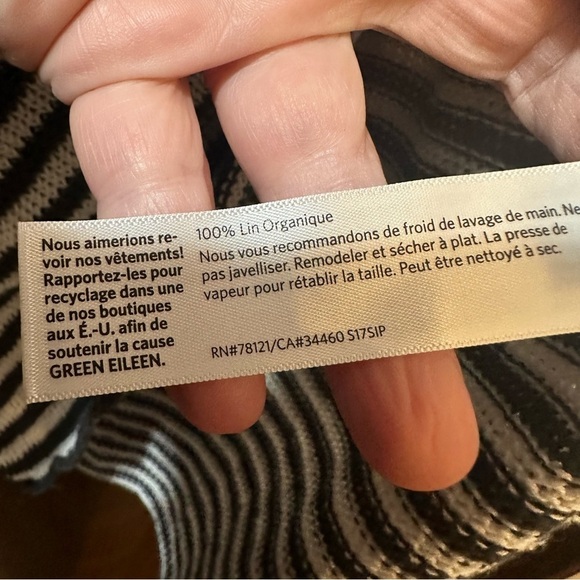 Eileen Fisher Linen Knit Stripe Round Neck Tunic size Medium - Picture 3 of 5